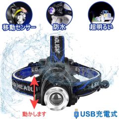 [新品・送料込み]LEDヘッドライト　高輝度 USB充電式　人感センサー　防水　防災　ヘッドランプ