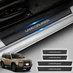 HUDIY（フーディ）サイドステップガード 新型ランドクルーザー250 250系 (2024年4月~) スカッフプレート 内装 フロント・リアセット ドアガードステッカー 滑り止め 汚れ・キズ防止 日本語の取り付け説明書付き 4点セット