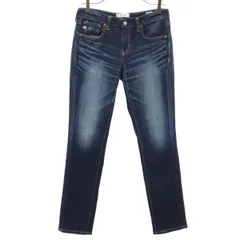 SOMETHING サムシング 日本製 ストレッチ ストレートデニムパンツ w27 ネイビー ジーンズ レディース 古着