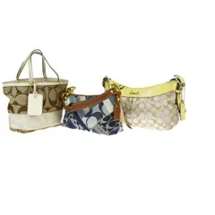 【中古】 コーチ(Coach) シグネチャー 3点セット キャンバス,レザー ショルダーバッグ ブラウン 03GA233