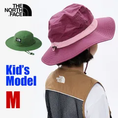 【新品】ノースフェイス ハット キッズ 緑 M THE NORTH FACE ザノースフェイス ホライズンハット 紐付き アドベンチャー 無地 ロゴ 帽子 HAT アウトドア キャンプ トレッキング ブランド UVケア 紫外線防止 NNJ02312