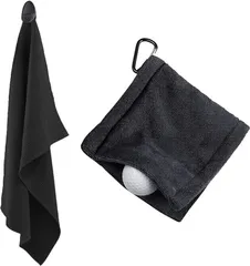 nijimomo ゴルフタオル マグネット ボールクリーナー ２点セット マイクロファイバー( ブラック)