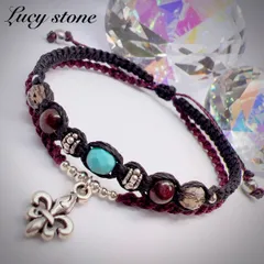 天然石 パワーストーン ブレスレット アンクレット マクラメ ターコイズ ガーネット スモーキークォーツ 人間関係 恋愛運 願望成就 厄除け