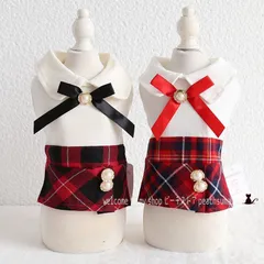 ワンピース ワンピ ドレス ドッグウェア 犬 猫 ペット 服 犬服 かわいい おしゃれ チェック 大人 可愛い イベント パーティー 撮影会 skml490