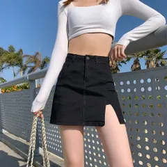 ☆ ブラック ☆ XLサイズ ☆ キュロットデニムスカート ボトムス デニムスカート ミニ ミニスカート レディース スカート ミニ丈 デニムミニスカート 台形スカート ショート丈 aライン 台形 ボトムス 春夏 ハイウエスト 無地 カジュアル