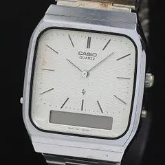 カシオ QZ AQ-410 シルバー文字盤 スクエア デジアナ シルバー メンズ腕時計 2000000 NSK OMI