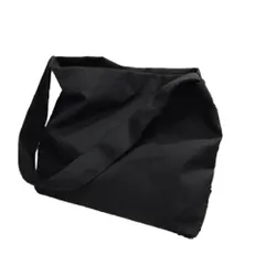 ブラック [クロ&アーダー] レディース 布バッグ キャンバス 生地 ショルダーバッグ カジュアル 斜め掛け ななめがけ 横長 横型 メッセンジャー バッグ 帆布 ワンショルダー 肩掛け カバン 鞄 かばん 大容量 大きめ 大きい 韓国 ファッション かわいい