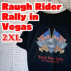 【ビッグサイズ】　ラリー　ベガス　ラフライダー　バイカー　Tシャツ　バックプリント　2XL　ブラック　US古着　MTTS2309-92