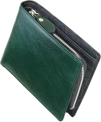 ＤＯ　Ｄｅａｎ　Ｏｌｓｅｎ 職人による手作り 人気ブランド 財布 メンズ オイルドレザー 本革 コンパクト 二つ折り財布 メンズ財布 折りたたみ財布 男性 紳士用 ギフトBOX入り プレゼント 父の日(グリーンxブラック)