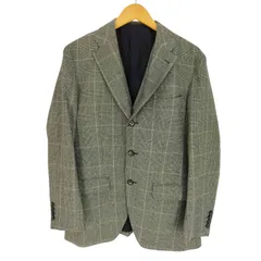 極上カシミヤ 絹 麻 コルネリアーニ グレンチェック ダブル ブレザー 50