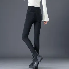 ☆ ブラック ☆ Sサイズ ☆ ハイウエストパンツ デニム 裏起毛 スキニーデニム レディース スキニーパンツ デニムスキニー デニムパンツ 裏起毛 パンツ ジーンズ デニム スキニー 防寒パンツ ハイウエスト ストレッチ ウエストゴム 防寒 秋冬