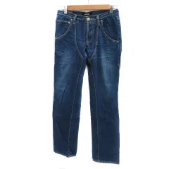 ズッカ zucca デニムパンツ ジーンズ ストレートパンツ ロング丈 ボタンフライ ウォッシュ加工 S インディゴブルー /YK18のサムネイル