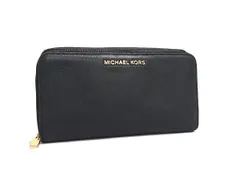 ■美品■ MICHAEL KORS マイケルコース レザー ラウンドファスナー 長財布 ウォレット 札入れ 小銭入れ カード入れ ブラック系 DK3666