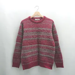 ◇ ⊇ JOURNAL STANDARD 総柄 ミドルゲージ 長袖 ニット サイズM レッド グレー メンズ E  【1504240033204】