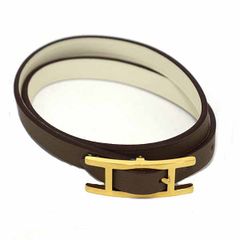 美品 エルメス レザーブレスレット ビーアピ ヴェールフィズ ピンク