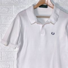 フレッドペリー　ホワイト　英国製　鹿の子　ワンポイントロゴ　コームドコットン　ポロシャツ