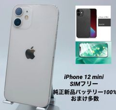 ★美品★iPhone 12 mini 256GB ホワイト/ストア版シムフリー/純正新品バッテリー100%/極薄ケース＆保護フィルムプレゼント　12mn-104