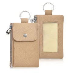 キーケース 小銭入れ キーコインケース ミニ財布 カード入れ メンズ レディース スマートキーケース リング キーケース 運転免許証ケース 財布 超軽量 大容量 携帯しやすい（アプリコット）