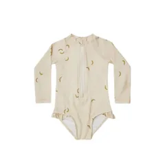 ☆ バナナ ☆ 90cm ☆ ベビー キッズ 水着 ラッシュガード UVカット gsw6043 キッズ 水着 女の子 ワンピース ラッシュガード スイムウェア 長袖 スイムキャップ フリル 紫外線対策 日焼け対策 女児 子供 速乾性 シンプル かわいい 可愛い