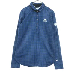 Kappa カッパ 千鳥格子 ゴルフ 長袖 ウェア 0 ブルー ポロシャツ レディース 古着