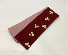 半幅帯/美品/エンジ×ピンク/こむさでもーど/ゆかた/花柄/着物/女物/仕立上がり【ゆずりは】　1076