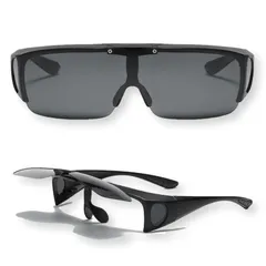 【在庫処分】釣り ゴルフ ドライブ uvカット レンズ 跳ね上げ式 アウトドア オーバーサングラス 偏光 メガネの上から掛けられる [REONAS]