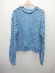 ◇ ⊇ select MOCA セレクト モカ 透かし編み 長袖 ニット セーター サイズF ブルー レディース E  【1411070017918】