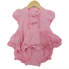 メゾピアノ ツナギ つなぎ オールインワン ロンパース フリル 日本製 ベビー 女の子用 90サイズ ピンク Mezzo Piano 【中古】