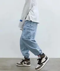 ワイドデニムカーゴジョガーパンツ　ユニセックス　ライトブルー　新品未使用