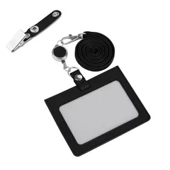 【在庫処分】両面用 横型 ストラップ セット カード 展示会 カード掛け 首かけ レザー 入れ カード入れ カード入れ 通勤 通学 ケース 男女兼用 社員証 レディース ショルダー メンズ 首掛け 名札 カードケース 吊り下げ パスケース イベントスタッフ 伸