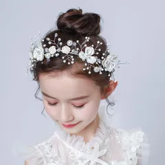 ベビー キッズ ヘアバンド カチューシャ ドレス パール フラワー髪飾り 花かんむり 花冠 舞台 ウェディング 小枝 子供 フォーマル ヘアアクセサリー真珠