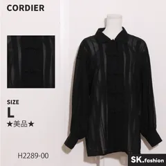 ★美品★ CORDIER コルディア トップス ブラウス　長袖　チャイナボタン　シアー　透け感　フォーマル　日本製 　ブラック　 【H2289-00】 送料無料　古着　レディースのサムネイル