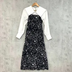 MERCURYDUO シャツドッキング配色ワンピース S 花柄ブラック　★ ◇■