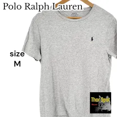 Polo Ralph Lauren ポロラルフローレン Tシャツ 半袖 ワンポイントロゴ グレー 灰色 ロゴネイビー Mサイズ 175/96 コットン100% メンズ