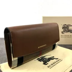 送料込み！ 極美品 BURBERRY 長財布 ベージュ チェック 331