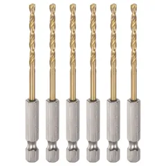 uxcell 6個セット 1/4インチ六角シャンクドリルビット 3.2mm チタンドリルビット M35 高速鋼ツイ ストドリルビット 84mm 長さ 全面研磨 木材 ステンレス鋼 金属 プラスチック用