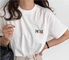 y2k 人気 レディース  刺繍 Tシャツ カットソー 半袖 男女兼用