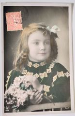 フランスアンティークポストカード　マヌエル作品 フランスアンティークポストカード マヌエル作品 リボンの女の子