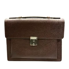 Salvatore Ferragamo フェラガモ ビジネスバッグ ハンドバッグ 手持ち鞄 ロゴ レザー ブラウン