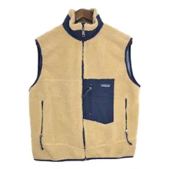 90年代 USA製 patagonia パタゴニア Retro-X レトロX フリースベスト アウトドア ベージュ (メンズ L) 中古 古着 T3102