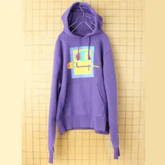 00s USA champion チャンピオン リバースウィーブ スウェット パーカー パープル メンズM プリント フーディー アメリカ古着　010825aw48