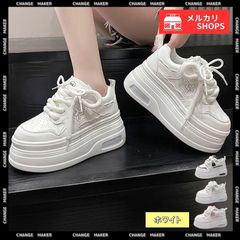 ボリューム 厚底スニーカー レディース 美脚 ホワイト レースアップシューズ 脚長 ローカット 靴 歩きやすい カジュアル バイカラー スニーカー 疲れにくい 厚底6cm 通勤 通学 ホワイトスニーカー プラットフォーム CH86JIANL-056