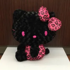 美品 Sanrio サンリオ ケイカンパニー ハローキティ お座りぬいぐるみ ヒョウ柄 ブラック 2012製品 非売品 タグ付き