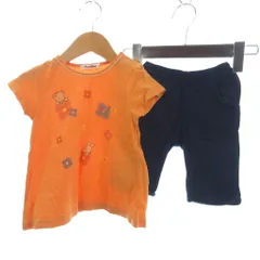 ファミリア Familiar 2点 セット まとめ Tシャツ 半袖 カットソー パンツ レース 90 オレンジ 紺 ネイビー
