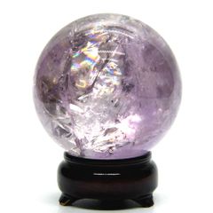 ライトカラーアメジスト　[レインボー入り]　58ｍｍ丸玉_台座付き　　☆天然石　スフィア