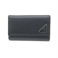 PRADA キーケース 6連キーケース サフィアーノトライアングル 三角プレート 黒 美品
