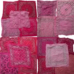 古着卸 まとめ売り ペイズリー柄 バンダナ  小物 20枚セット (ユニセックス ) ライトピンク ショッキングピンク 中古 古着 NA7896