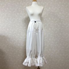 裾タック超ロングドロワーズ（オフホワイト）リボンコサージュセット
