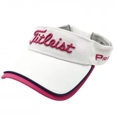 【美品】タイトリスト サンバイザー 白×ピンク 立体ロゴ刺しゅう フットジョイ レディスフリー(55～57cm)  ゴルフウェア TITLEIST