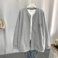 パーカー スウェット レディース トレーナー 春 秋 大きめ 大きいサイズ ビッグサイズ ジップアップ 羽織 シンプル 無地 パーカ コート アウター  LCEA037(2色M-4XL)